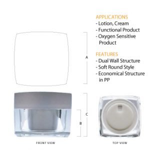 L02 Acrylic Square Jar Silver Top
